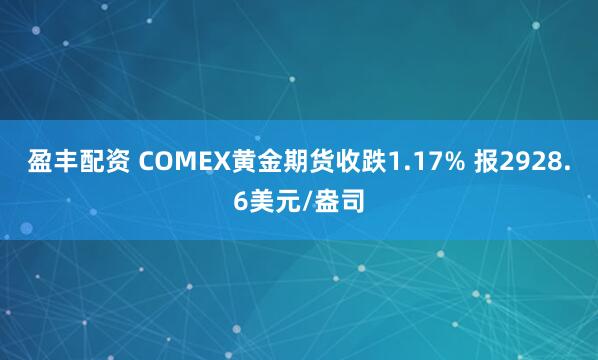 盈丰配资 COMEX黄金期货收跌1.17% 报2928.6美元/盎司