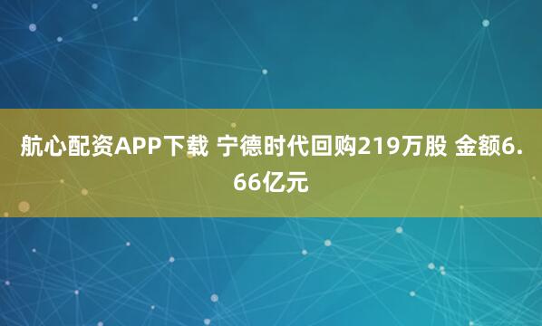 航心配资APP下载 宁德时代回购219万股 金额6.66亿元
